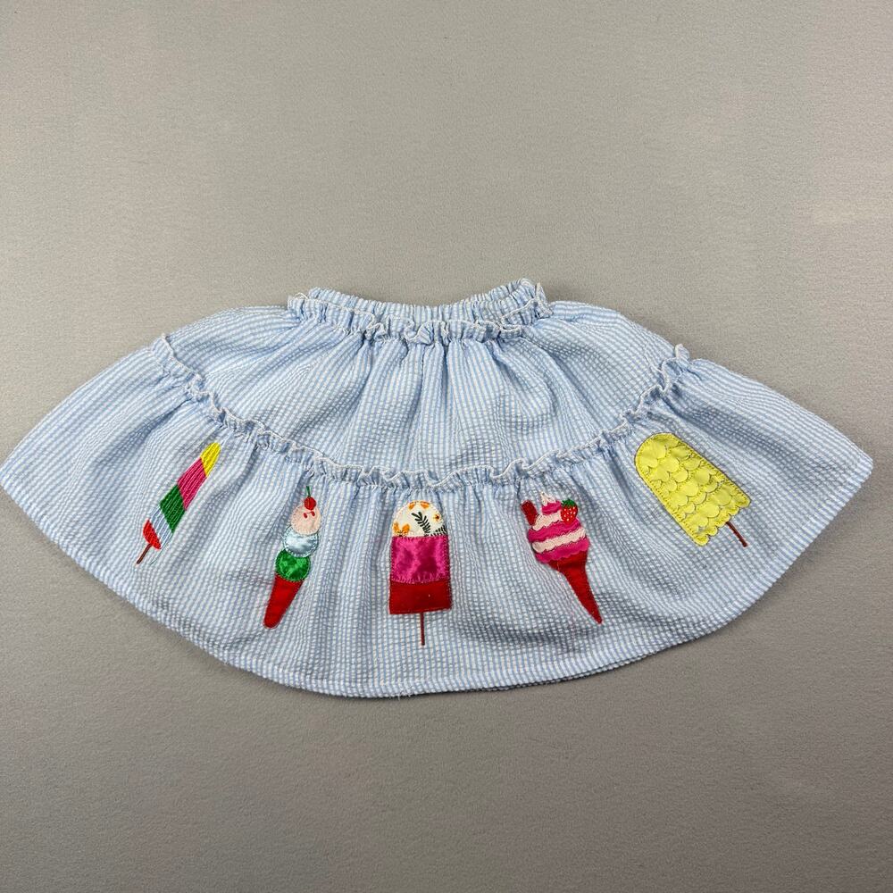 Mini Taylor 4-5Y Ice Cream Embroidered Seersucker Skirt